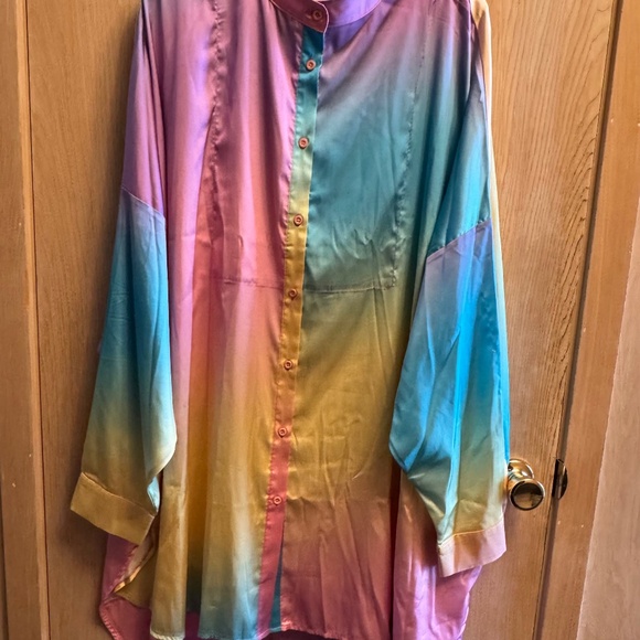 Dressed in LALA Playsuit 2XL - pastel tie die satin matching set - Picture 2 of 6